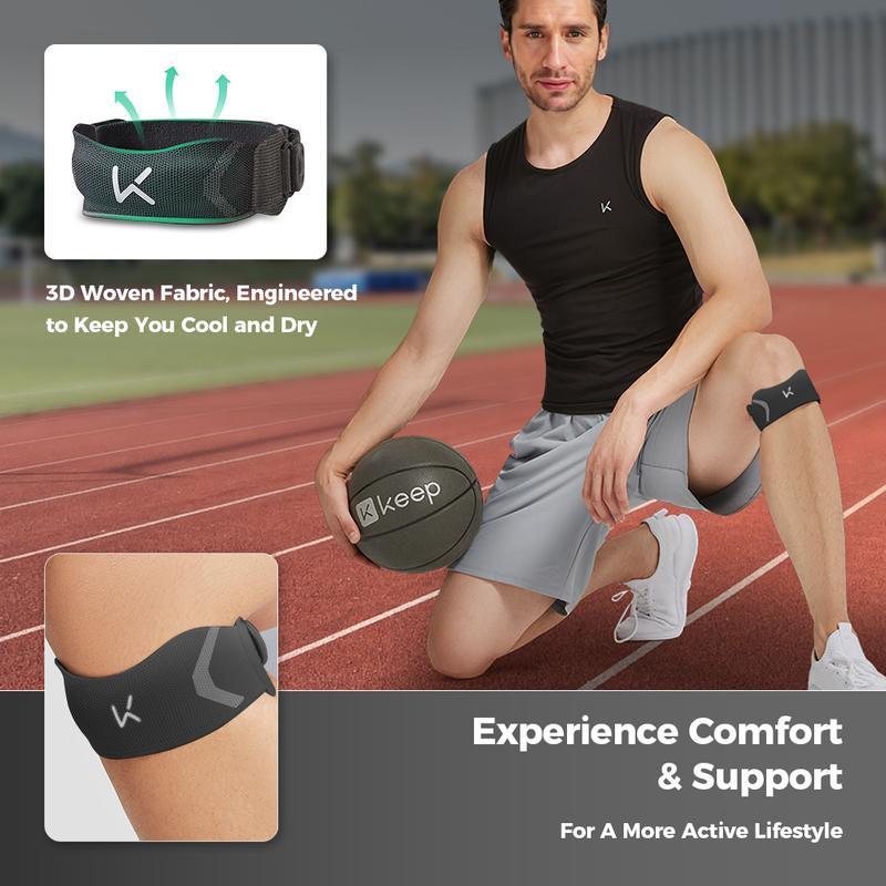 KEEP Knee Brace, 2 PACK Knit Breathable Bidirectional Patella Strap, Brace Support for Hiking, Soccer, Basketball, Running, Jumpers Knee, Tennis, Tendonitis, Volleyball & Squats