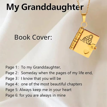 Openable Book Locket Pendant Necklace My Son Daughter Book Necklaces Girl Boy Graduation Jewelry Steel Choker Birthday Gift
