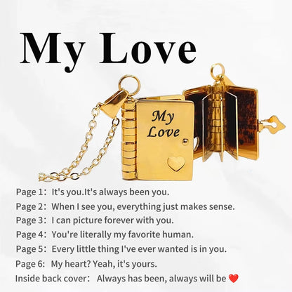 Openable Book Locket Pendant Necklace My Son Daughter Book Necklaces Girl Boy Graduation Jewelry Steel Choker Birthday Gift