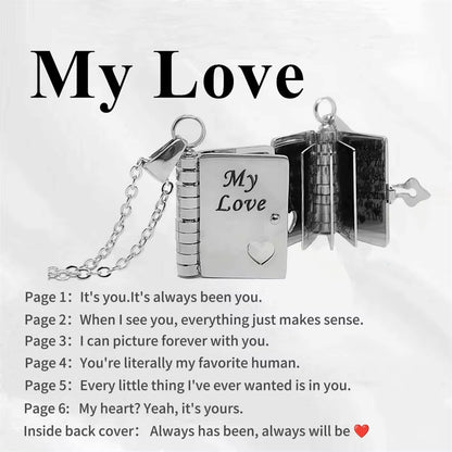 Openable Book Locket Pendant Necklace My Son Daughter Book Necklaces Girl Boy Graduation Jewelry Steel Choker Birthday Gift