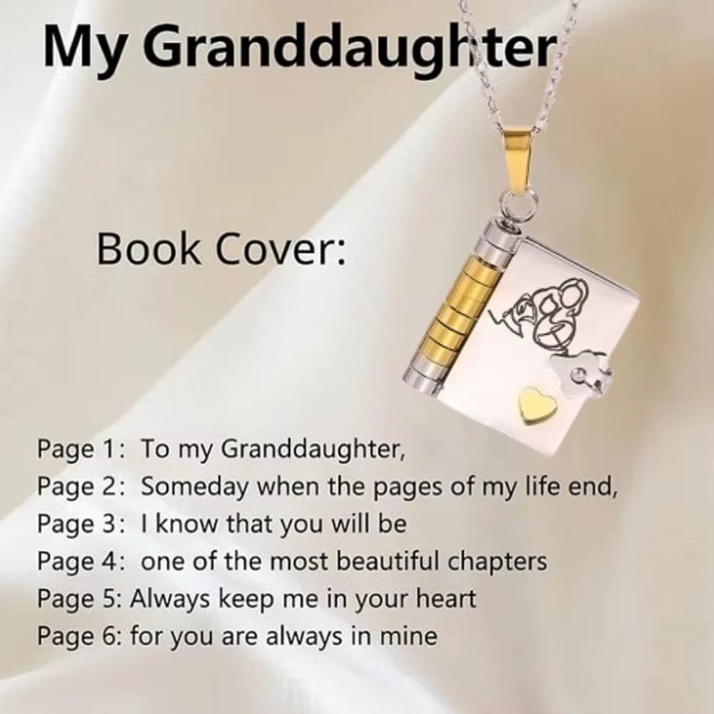 Openable Book Locket Pendant Necklace My Son Daughter Book Necklaces Girl Boy Graduation Jewelry Steel Choker Birthday Gift