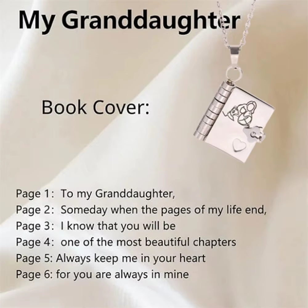 Openable Book Locket Pendant Necklace My Son Daughter Book Necklaces Girl Boy Graduation Jewelry Steel Choker Birthday Gift