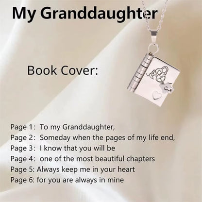 Openable Book Locket Pendant Necklace My Son Daughter Book Necklaces Girl Boy Graduation Jewelry Steel Choker Birthday Gift